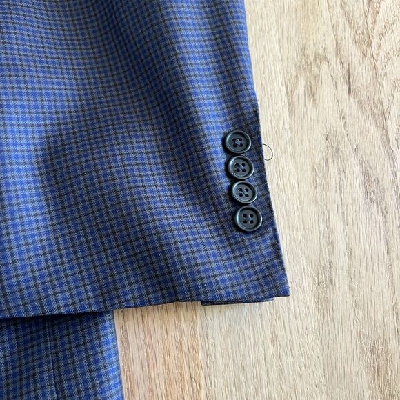 Canali 1934 Suit/Sport Coat Blue Grey Check 42R Dual Vents 2 Button 100% Wool - Picture 4 of 13